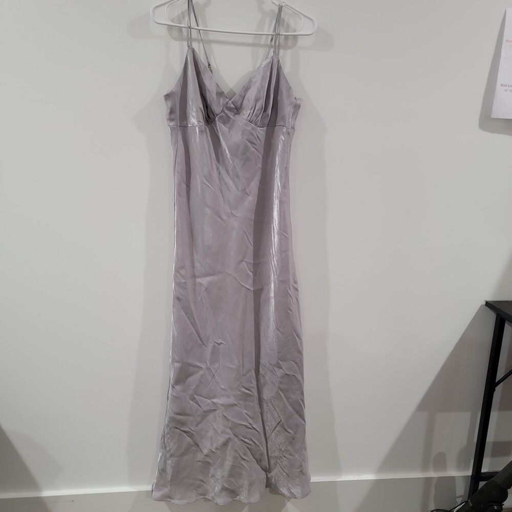 Y2K Wild Fable Womens Babydoll Slip Dress Size Medium Gray Satin Metallic 90s